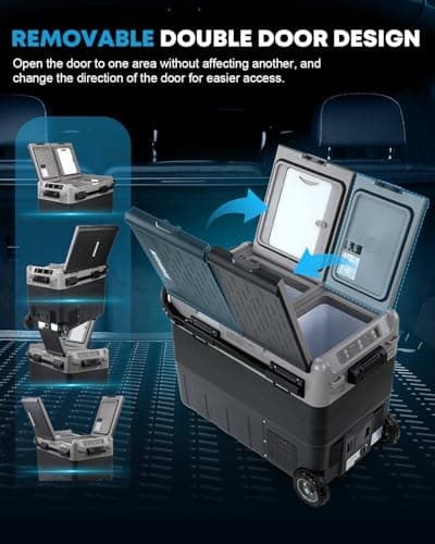 Kohree 12V Car Refrigerator, 53 Quart (50L) Portable Refrigerator, Dual Zone -4℉-68℉ Car Fridge Portable Freezer 12/24V DC and 100-240V AC for RV, Camping,Travel