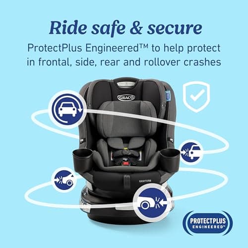 Graco EasyTurn 360 2-in-1 Convertible Car Seat, 360 Degree Rotating Infant to Toddler Rotating Car Seat, 2 Modes Forward and Rear Facing, Slim Design, Solae