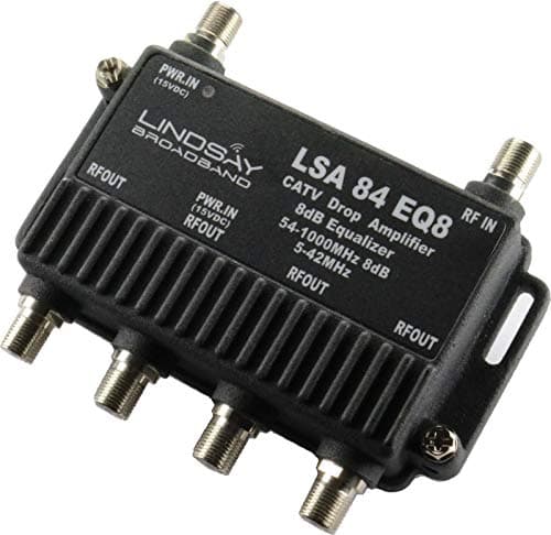 Reliable Cable 4-Port Cable TV/Antenna/HDTV/Internet Digital Signal Amplifier/Booster/Splitter/Equalizer with Passive Return, F59 Terminators (Lindsay LSA84-EQ8)