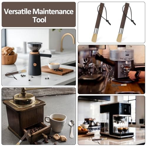 2 Pack Coffee Grinder Cleaning Brush, Coffee Brush with Wood Handle and Natural Bristles Brushes,Coffees Bar Accessories,Coffees Bar Espresso Grinder Brushes