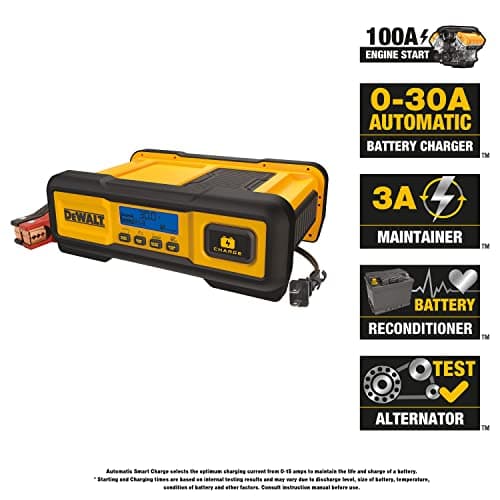 DEWALT DXAEC100 Professional 30-Amp Battery Charger and 3-Amp Maintainer with 100-Amp Engine Start