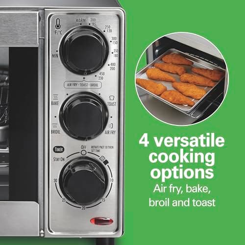 Hamilton Beach Sure-Crisp Air Fryer Toaster Oven Combo, Fits 9” Pizza, 4 Slice Capacity, Powerful Circulation, Auto Shutoff, Stainless Steel (31403)