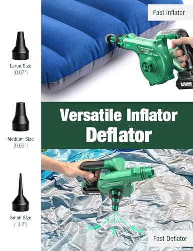 K I M O. Cordless Leaf Blower Vacuum Combo 4 in 1, 3 Nozzles &3 Modes for Inflation & Deflation, Extended Tube & Variable Speed, 20000RPM 150MPH, 2x2000mAh Battery Powered Leaf Blowers for Lawn Care