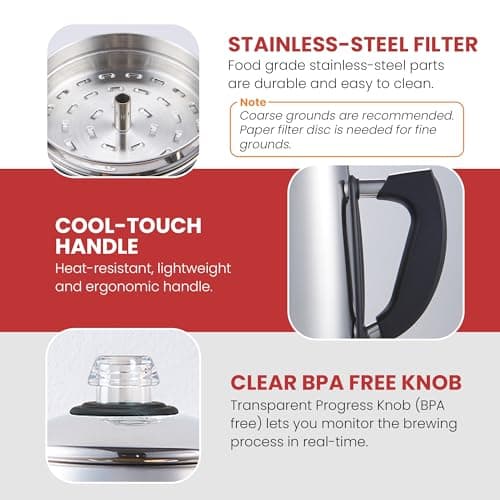 Elite Gourmet EC923 Electric Coffee Percolator, BPA Free, Keep Warm, Clear Brew Progress Knob, Cool-Touch Handle, Cordless Serve, 12-Cup, Stainless Steel