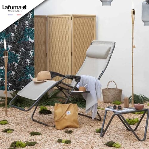 Lafuma Futura LFM3118 8548 Zero Gravity Outdoor Steel Framed Lawn Patio Recliner Folding Lounge Chair with Batyline Canvas, Seigle Grey