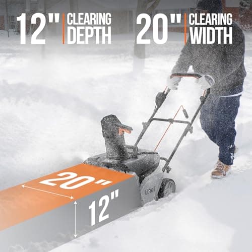 Litheli 2X20V Cordless Snow Blower, 20 Inch Snow Thrower with 4.0Ah Battery, Electric Snow Blowers with LED Spotlight and Brushless Motor for Walkways and Driveways
