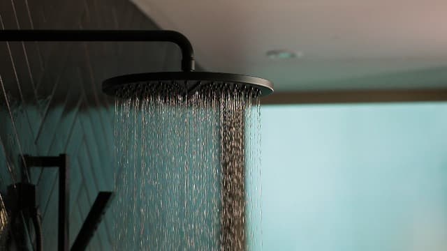 Delta Matte Black Round Rain Shower Head, 12 Inch Metal Large Shower Head Rainfall, Overhead Rain Showerhead, 2.5 GPM Flow Rate, Matte Black 52158-BL25