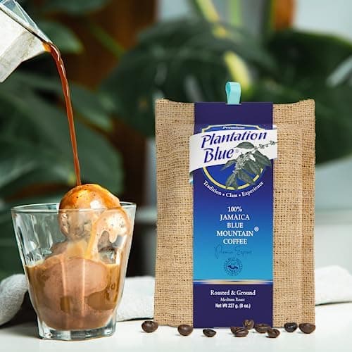 PREMIUM PLANTATION BLUE TRADITION CLASS EXPERIENCE 100% Blue Mountain Coffee Jamaica, Medium Roasted & Ground (8oz)
