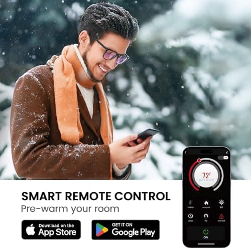 Silonn 50″Smart Electric Fireplace Heater with App & Remote Control, 5300 BTU Heat Output, Ultra-Slim Wall-Mounted or Recessed Electric Fireplace Inserts with Timer, 20 Flame Colors,WiFi Enabled