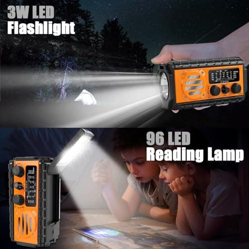 74000mWh Emergency Radio with NOAA Weather, Portable Hand Crank SW/AM/FM Survival Radio with Fast Charge Rechargeable Solar Battery, Flashlight, Reading Lamp,SOS Sirenor Home Outdoor