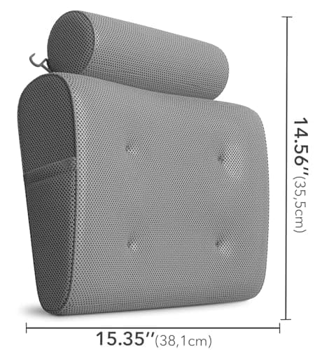 Everlasting Comfort Luxury Bath Pillow - Head, Neck, Back Soft Cushion for Bathtub, Spa & Relaxation
