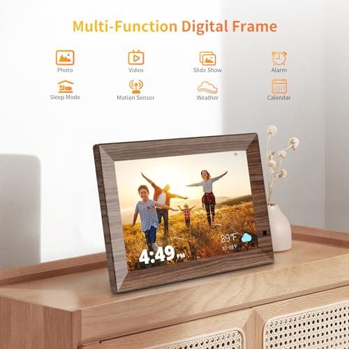 10.1 Inch Smart Digital Picture Frame,1280x800 HD IPS Touch Screen,64GB Large Storage,2GB RAM, WiFi Digital Photo Frame Load from Phone, Motion Sensor, Auto-Rotate, Digital Frame