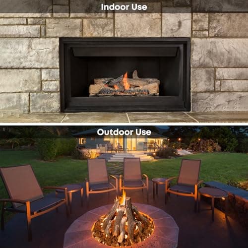 Stanbroil Large Ceramic Gas Logs, 10 Piece Set of Decoration Ceramic Wood Logs for All Types of Ventless, Gel, Ethanol, Electric, Gas Inserts, Propane, Indoor or Outdoor Fireplaces & Fire Pits