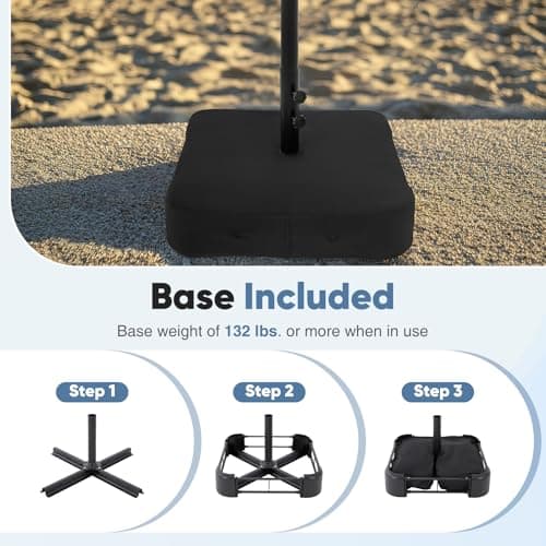 Sweetcrispy 15ft Large Patio Umbrella with Base Included, Rectangle Table Umbrella Outdoor Patio, Outside Umbrellas for Deck, Market, Backyard