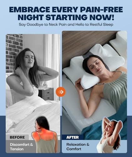 Sleep Doctor Approved Cervical Neck Pillow for Sleeping, Ergonomic Contour Side Sleeper Pillows for Adults, Cooling Orthopedic Pillow for Pain Relief Support, Memory Foam Pillows Back Stomach Sleepers
