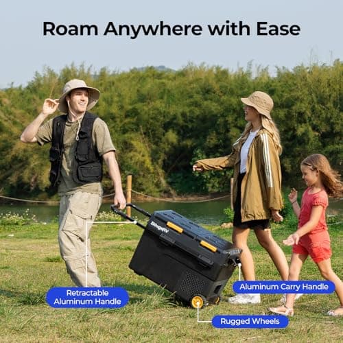 BougeRV 12 Volt Car Refrigerator, CRD2 52 Quart Portable Fridge Freezer with APP Control, -4℉ to 68℉ Dual Zone Compressor Electric Cooler 12/24V DC, 110~240V AC for Overlanding, Camping, RV, Truck