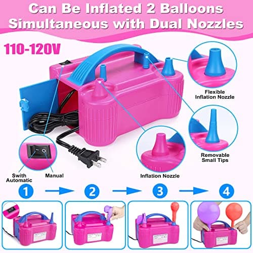 Balloon Arch Kit and Balloon Pump Electric, 10ft Wide Adjustable Balloon Arch Stand With 100Balloons 2Balloon Stands For Wedding Anniversary Birthday Baby Shower Party Decoration Graduation Ceremony
