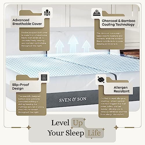 Sven & Son Luxury Hybrid Spring Mattress, Premium Materials, CertiPUR-US, Made in The USA, 14 inch Medium Soft - Split California King