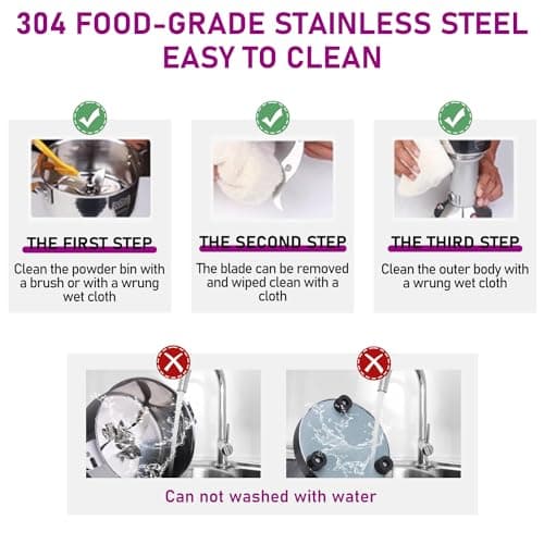 550g Grain Mill, 304 Stainless Steel Spice Grinder, 2000W High-speed Commercial Flour Mill, Superfine Flour Mill Grinder for Home, Grain Mill for Flour