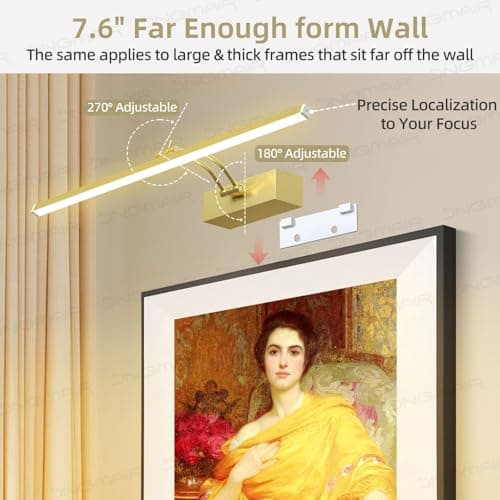 4 Pack Picture Lights for Wall, 16in Art Lighting for Paintings Cordless, 5200mAh Rechargeable Battery Operated Picture Light with Remote Dimmable and Timer for Artwork, Gallery, Frame, Display, Gold