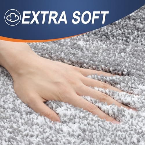OLANLY Bathroom Rugs Sets 3 Piece, Soft Absorbent Microfiber Bath Mats and U-Shaped Contour Toilet Rug, Plush Shaggy Bath Mat Set for Bathroom (30"x20"+24"x16"+24"x20", Grey)