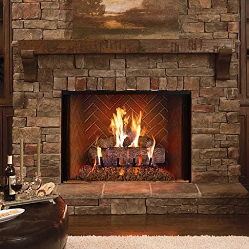 RealFyre Peterson 24-Inch Live Oak Gas Log Set – Vented Burner, Match Lit (Natural Gas), Hand-Painted Ceramic Logs, Complete Gas Connection Kit, Fireplace Upgrade with Radiant Heat and Realistic Wood