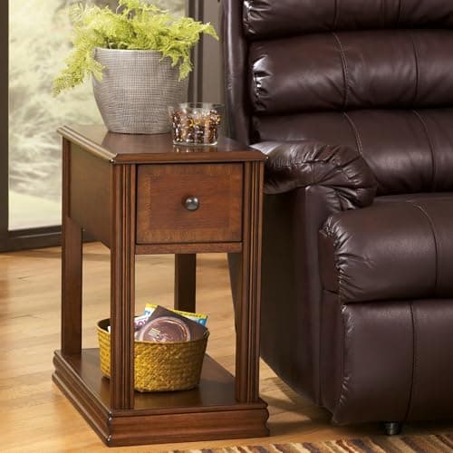 Signature Design by Ashley T007-527 Chair Side End Table, 24.50" W x 17.00" D x13.50 H, Medium Brown