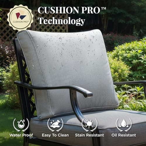 Patio Furniture Set 7 pcs, Outdoor Patio Furniture, 3-Seat Sofa, 2 Single Chairs, 2 Swivel Chairs, 2 Ottomans and 5.75" Extra Thick Cushion, Patio Conversation Set for Backyard Deck,Grey