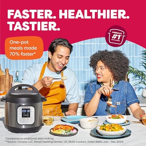 Instant Pot Duo 7-in-1 Electric Pressure Cooker, Slow Cooker, Rice Cooker, Steamer, Sauté, Yogurt Maker, Warmer & Sterilizer, Includes App With Over 800 Recipes, Stainless Steel, 6 Quart