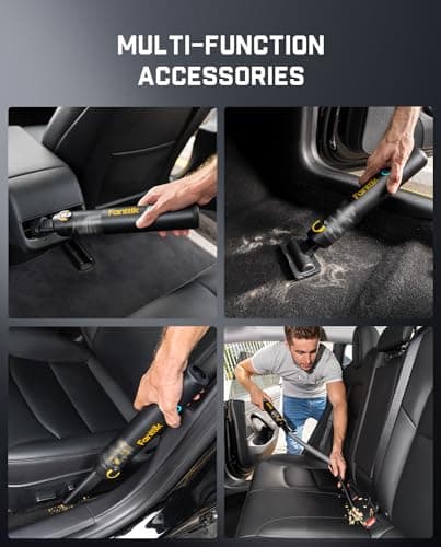 Fanttik Slim V8 Apex Car Vacuum, 4-in-1 Portable Mini Cordless Vacuum with 19000pa Suction Power, Type-C Charge, 2 Suction Modes, Handheld Vacuum for Car, Office Desk, Keyboards (Black)