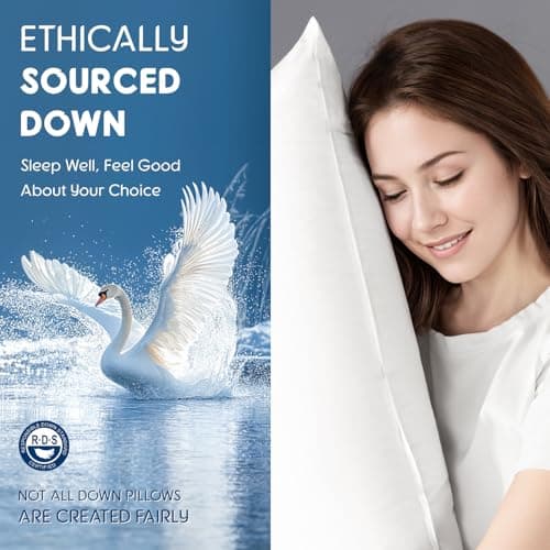 Luxury Canadian White Goose Down Pillow Queen Size - 900+ Fill Power, 800 Thread Count Cotton Shell, Soft Down Pillows for Sleeping, Hotel Pillow for Neck Pain Relief (1 Pack, 20"x30")