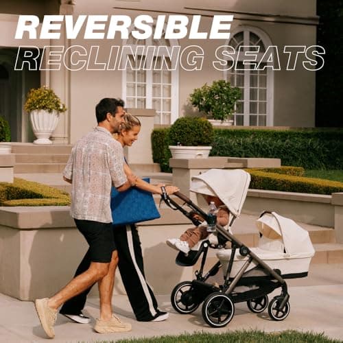 Cybex Gazelle S All-in-One Toddler and Baby Stroller with Over 20 Modular Configurations, Ergonomic Near-Flat Recline, Shopper Basket, and Compact Fold, Moon Black, Silver Frame