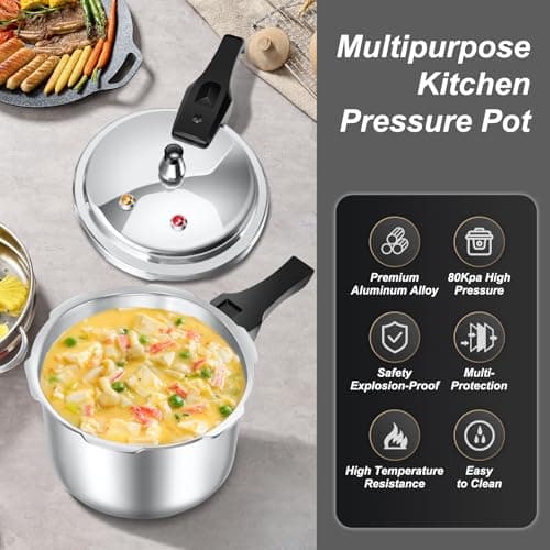 Compact Pressure Cooker, 3.17 Quart Aluminum Alloy Pressure Cooker 18cm/7inch Bottom 3L Mini Pressure Cooker for 1-2 Person, Ideal for Solo Cooking, Dorms & Camping Gas Induction Stove Compatible
