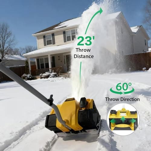 12-Inch Cordless Brushless Snow Shovel Compatible with DeWalt 20V/60V Battery(Tool Only) Electric Snow Blower with 23ft Throwing Distance, Adjustable Chute, Smart Control, LED Light for Driveway