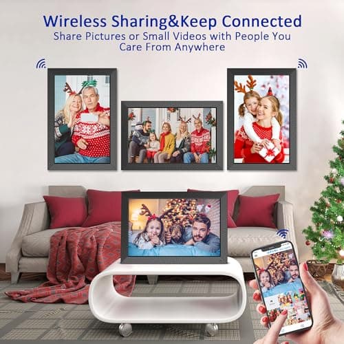 Digital Picture Frame 19-inch Large-Digital-Photo-Frame - Picture Frame Digital Slideshow with 32GB, Dual-WiFi Touch Screen, Wall Mountable, Send Photos Videos Via App Email, Gift for Mom and Dad