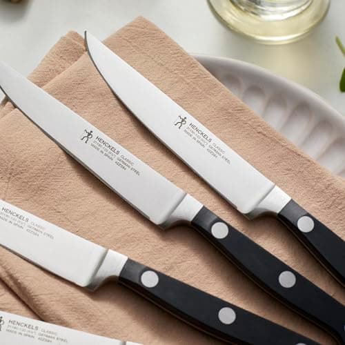 HENCKELS Classic Razor-Sharp Steak Knife Set of 4, German Engineered Informed by 100+ Years of Mastery, Black/Stainless Steel