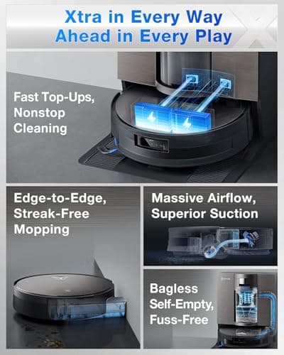 ECOVACS DEEBOT X11 OmniCyclone Robot Vacuum and Mop, PowerBoost Charging, OZMO Roller 2.0 Instant Self-Washing Mop, 19,500Pa Suction, Bagless OmniCyclone Station, AIVI 3D Smart Navigation