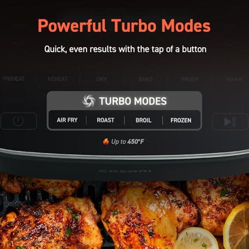 COSORI Air Fryer 9-in-1, Compact & Large 6-Qt, Fast Turbo Modes, 90–450°F Precise Heat for Even Results, Up to 95% Less Oil*, Roast, Bake, Dry, Reheat, Frozen, Broil, Proof, 120V, TurboBlaze, Grey
