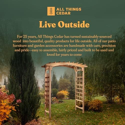 All Things Cedar PA96 Garden Arbor | 6-Ft Handcrafted Wooden Trellis for Climbing Plants Outdoor | Cedar Wedding Arches for Ceremony | Easy Assembly, Weather Resistant (71x35x87)