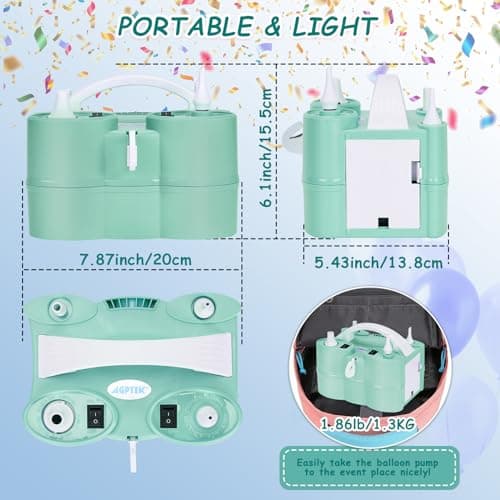 AGPtEK 3-in-1 Air Pump for Inflatables and Balloon Electric Air Balloon Pump 600W for Latex 260Q Foil Balloons with Hose Extension Quick-Fill Inflator Deflator for Air Mattress, Compression Bag