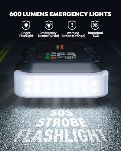 8-in-1 Car Battery Jump Starter 7000A Peak 65W Fast Charging Portable Car Battery Jumper Starter Portable (All Gas/10L Diesel) Jump Box with Extended Jumper Cables