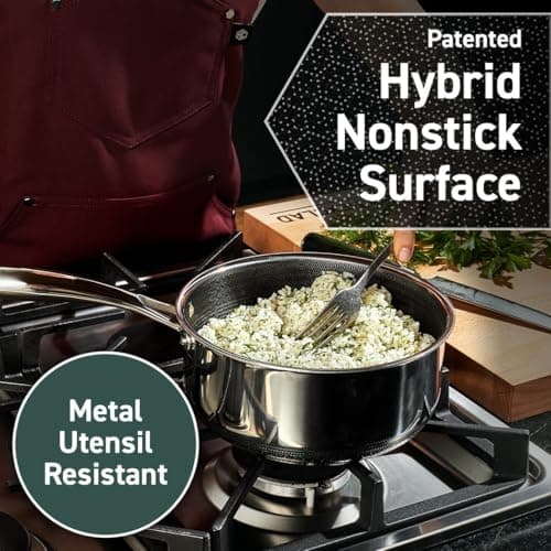 HexClad Hybrid Nonstick 6-Piece Pot Set with 2 Silicone Trivets, 2, 3, and 8-Quart Pots with Tempered Glass Lids, Stay-Cool Handles, Dishwasher-Friendly, Induction Ready, Compatible with All Cooktops