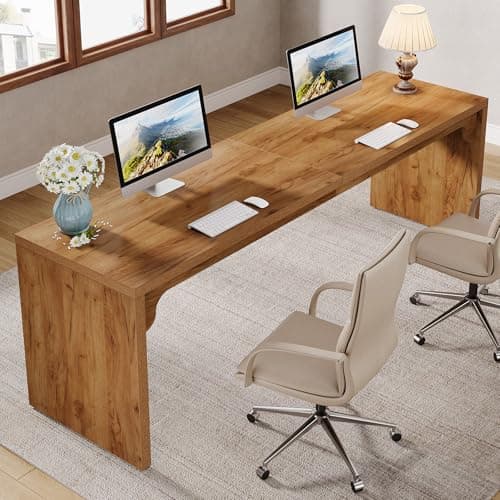 Tribesigns 78.7 Inches Long Computer Desk, Wooden Extra Long Desk, 2 Person Large Writing Table for Home Office, Brown
