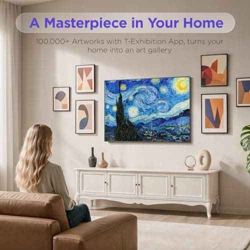 55-Inch Class QLED 4K Smart TV, Ultra-Slim Design Picture TV, 144Hz, HDR, Art Mode w/AI Art, Wide Color Gamut, Dolby Vision IQ, Dolby Atmos, Google Assistant Voice Remote(55F75, 2025 Model)