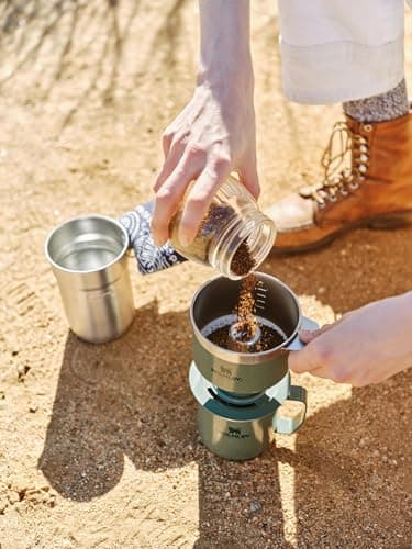 Stanley Perfect Brew Pour Over Set | 12 oz Camp Mug with Lid Included | Drip Coffee Maker with Reusable Filter | Insulated Stainless Steel | BPA-Free | Hammertone Green