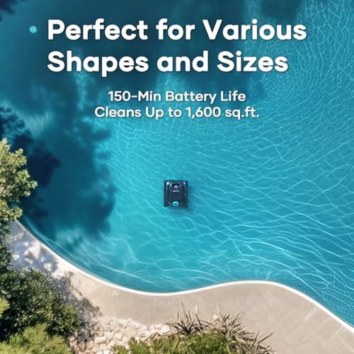 AIPER Scuba S1 Cordless Robotic Pool Cleaner, Wall & Waterline & Floor Cleaning, Smart Navigation, Superior Mobility, Four Cleaning Modes, for Inground Pools up to 1600 sq.ft (Renewed)