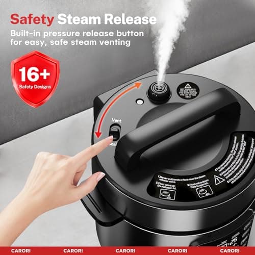 9-in-1 Electric Pressure Cooker 6 Qt, Programmable Multi-Function Cooker with Safer Vent, Olla de Presion, Rice Cooker, Slow Cooker, Steamer, Sauté, Warmer & Sterilizer, 1000W, Stainless Steel