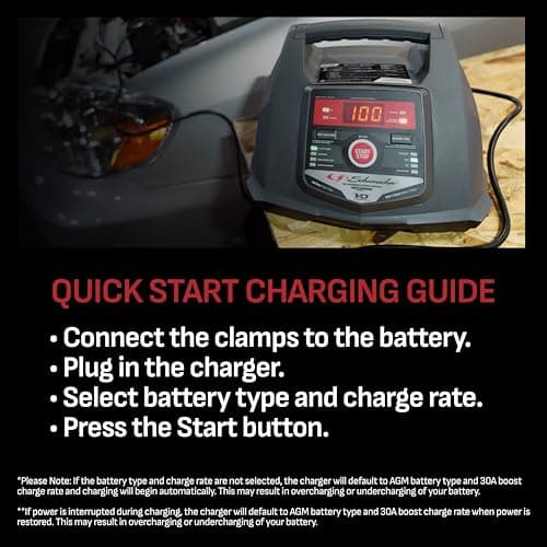 Schumacher Electric Fully Automatic Car Battery Charger & Engine Starter - 6V / 12V Battery Charger & Maintainer - for Standard, AGM, Gel & Deep-Cycle Batteries - Reverse Hook-Up Protection - SC1281