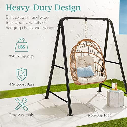 Best Choice Products Hammock Chair Stand, 75in Tall Heavy Duty Indoor Outdoor Steel Hanging Base w/Hardware - Stand Only