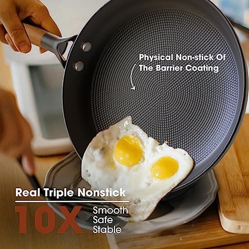 imarku Non Stick Frying Pans - 8 inch & 10 inch Frying Pan Nonstick Set, Honeycomb Lock Oil Cast Iron Skillets, Dishwasher Safe, Induction Compatible, Detachable Handle Pans, Best Gifts